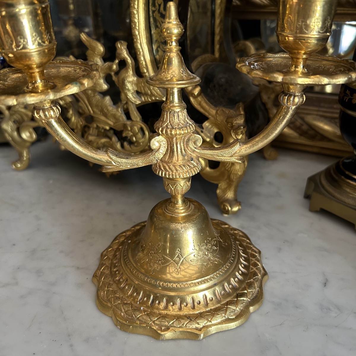 Pair Of Gilded Bronze Candleholders - 19th Century -photo-1