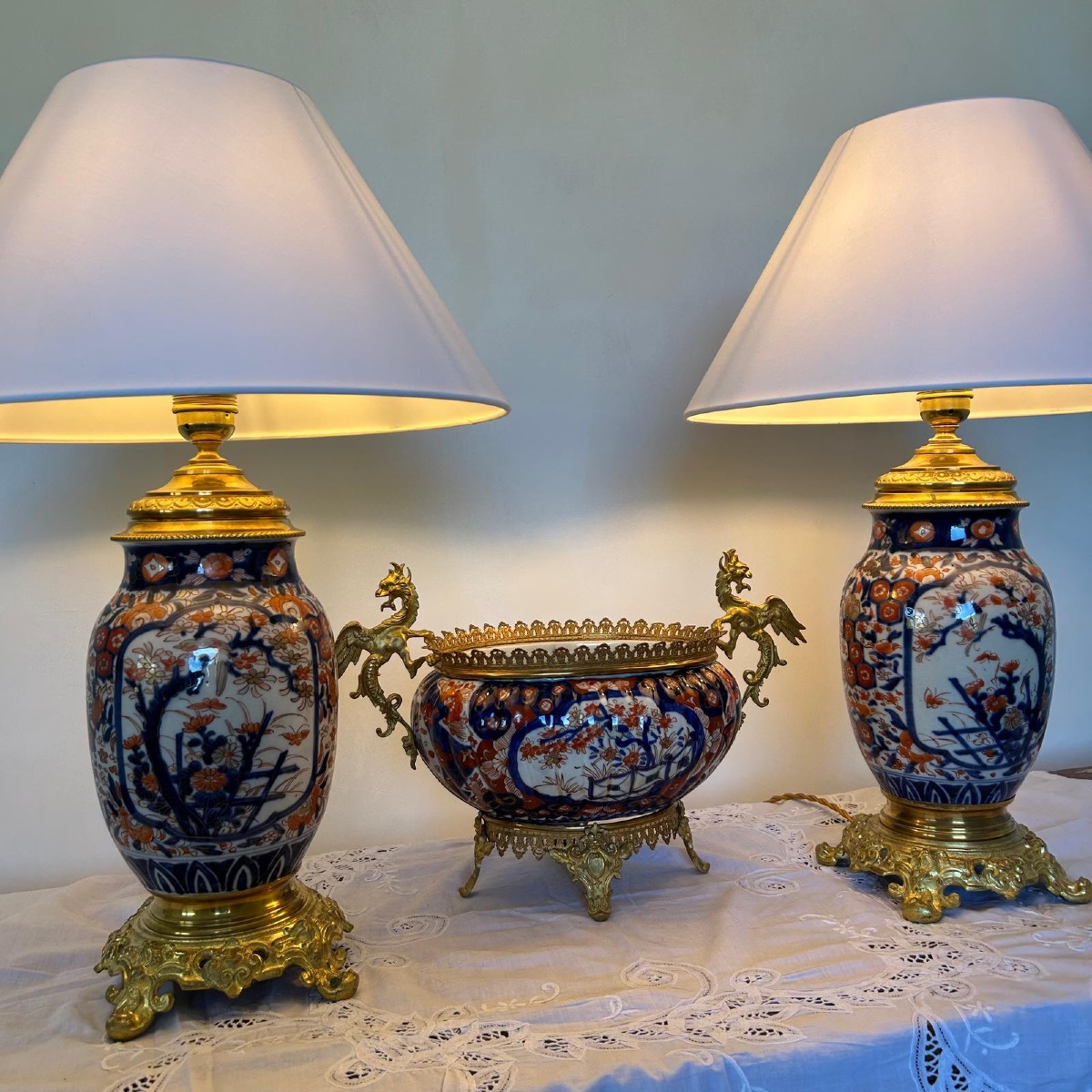 Pair Of Imari Lamps - 19th Century 