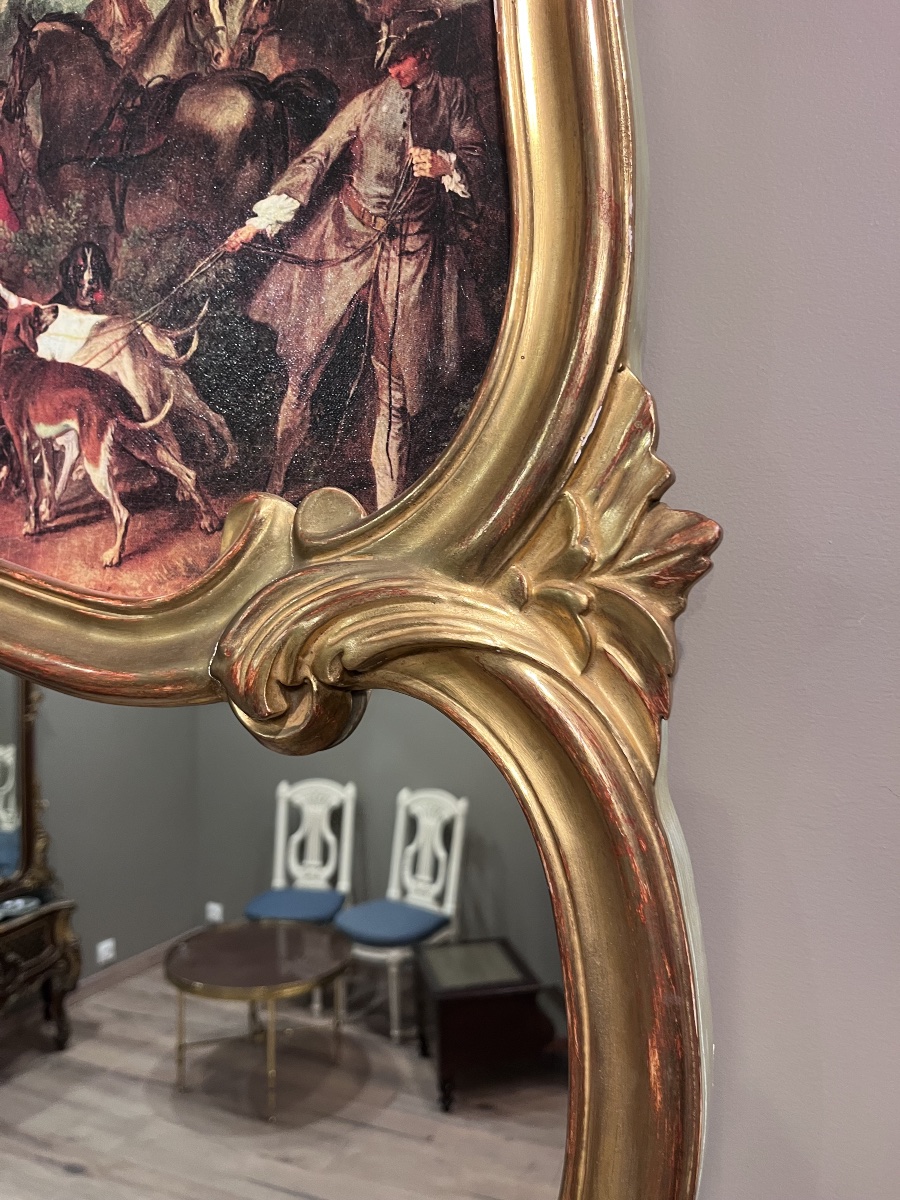Louis XV-style Trumeau  In Gilded Wood -photo-3