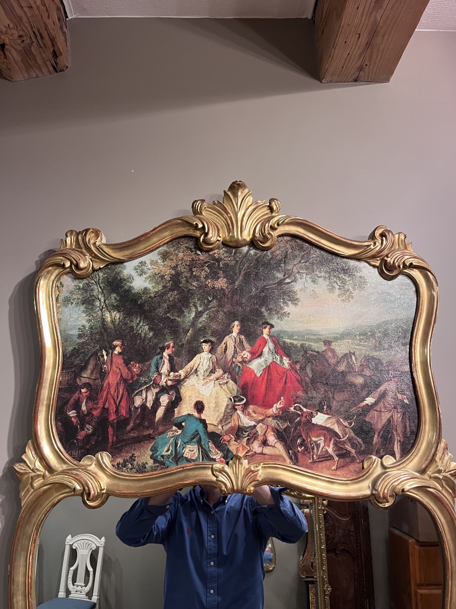 Louis XV-style Trumeau  In Gilded Wood -photo-4