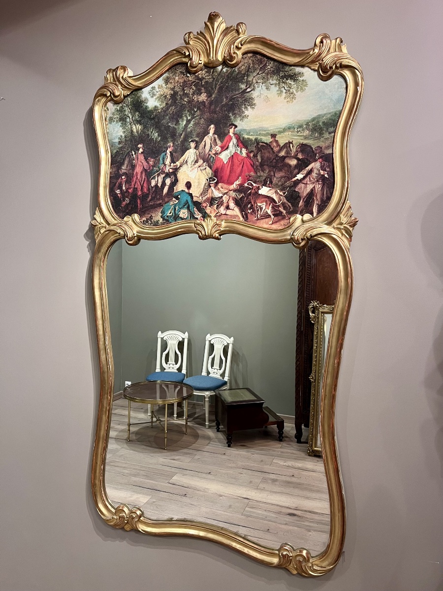 Louis XV-style Trumeau  In Gilded Wood 