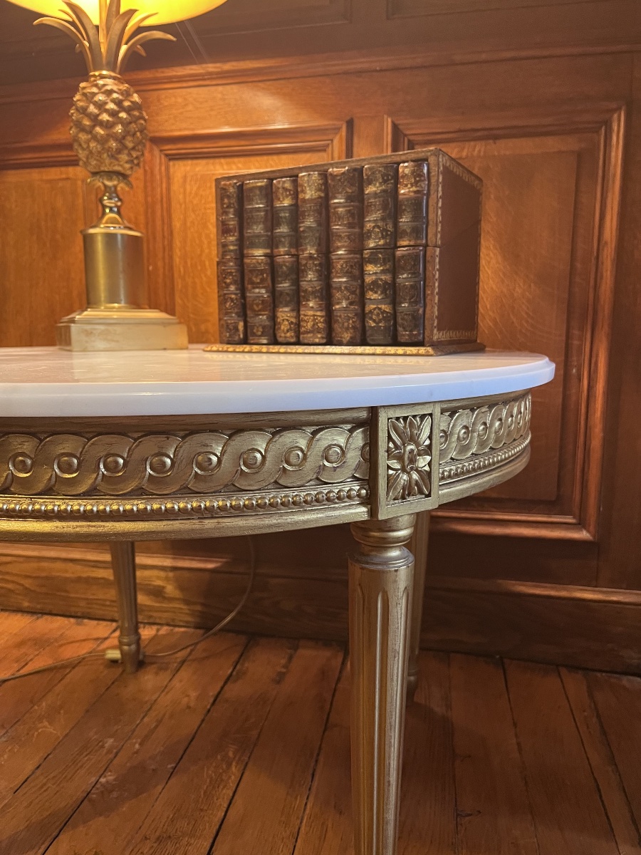 Louis XVI Side Table - Gilded Wood -photo-4