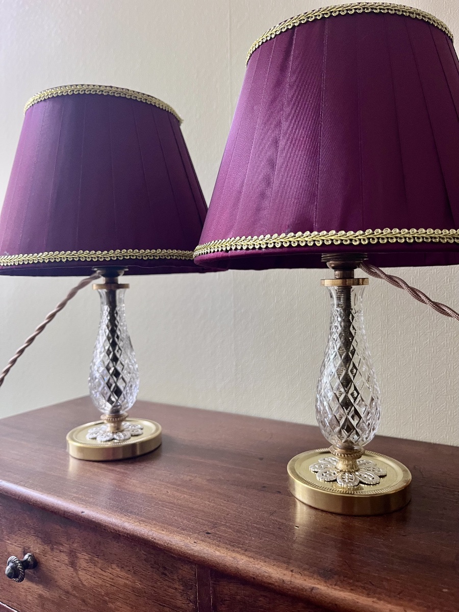 Pair Of Albret Crystal Lamps—20th Century -photo-3