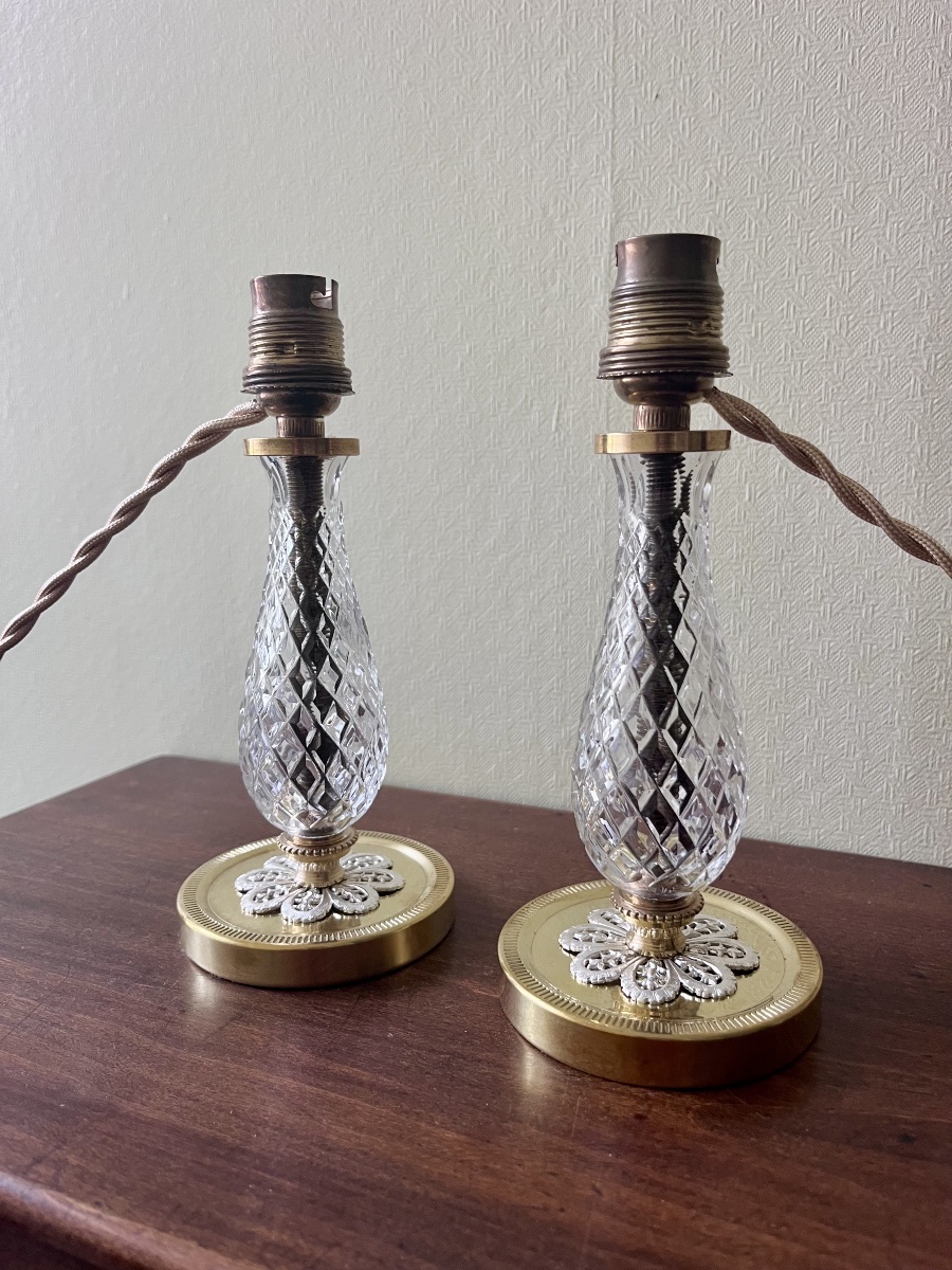 Pair Of Albret Crystal Lamps—20th Century -photo-4