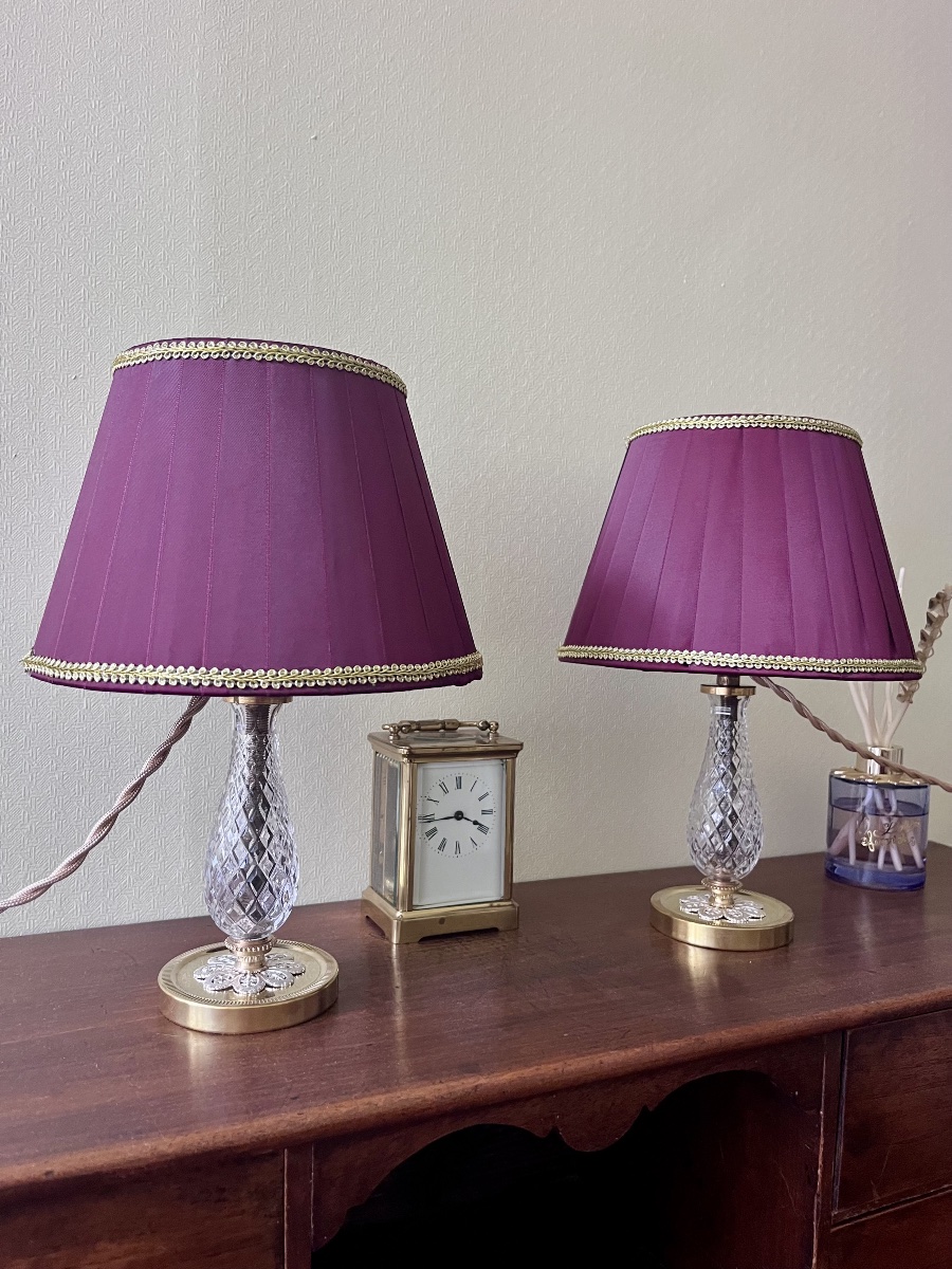 Pair Of Albret Crystal Lamps—20th Century 
