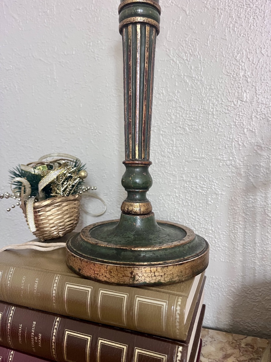 Pied de lampe en bois laqué - XIXème siècle-photo-2