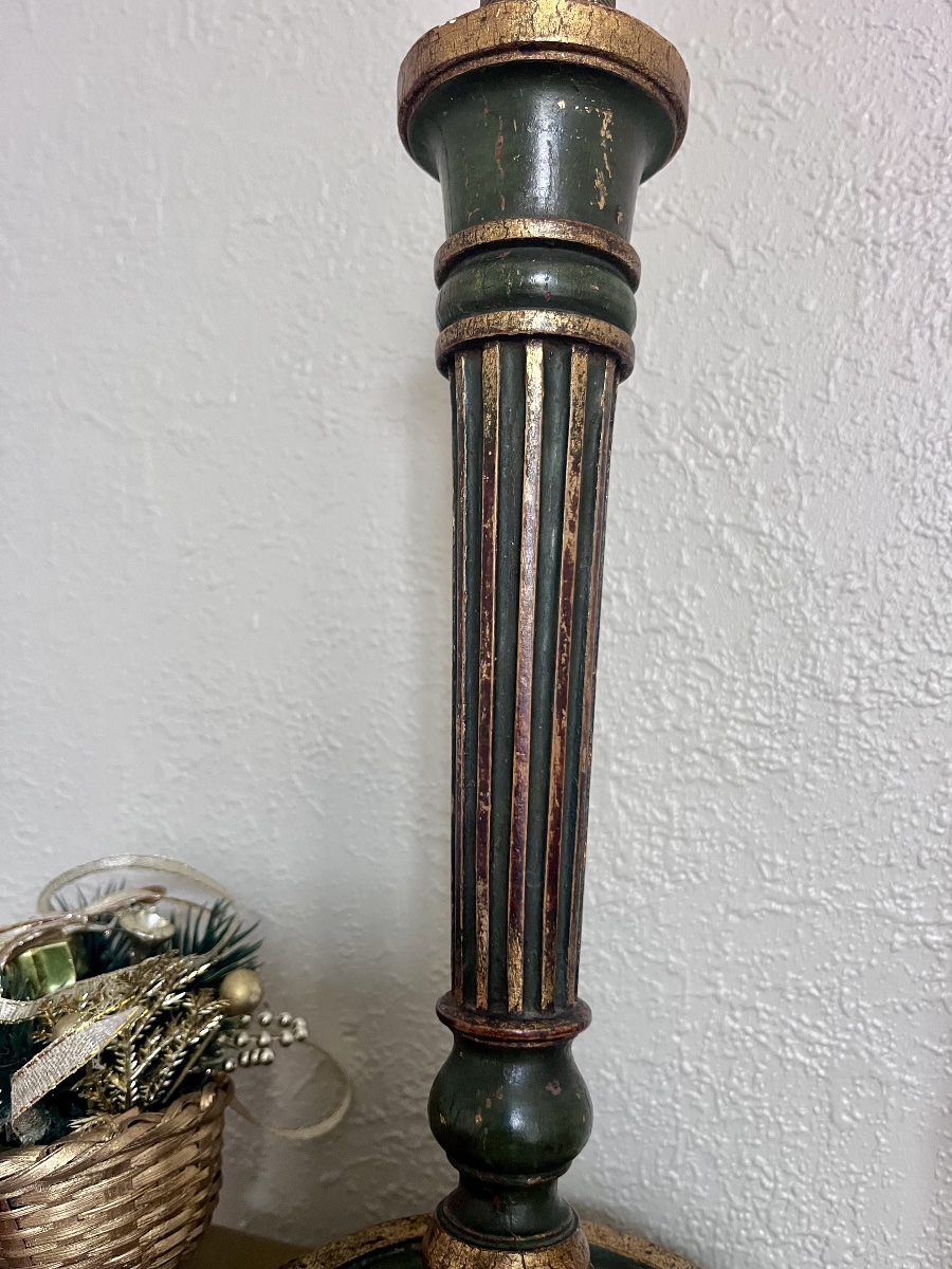 Pied de lampe en bois laqué - XIXème siècle-photo-1