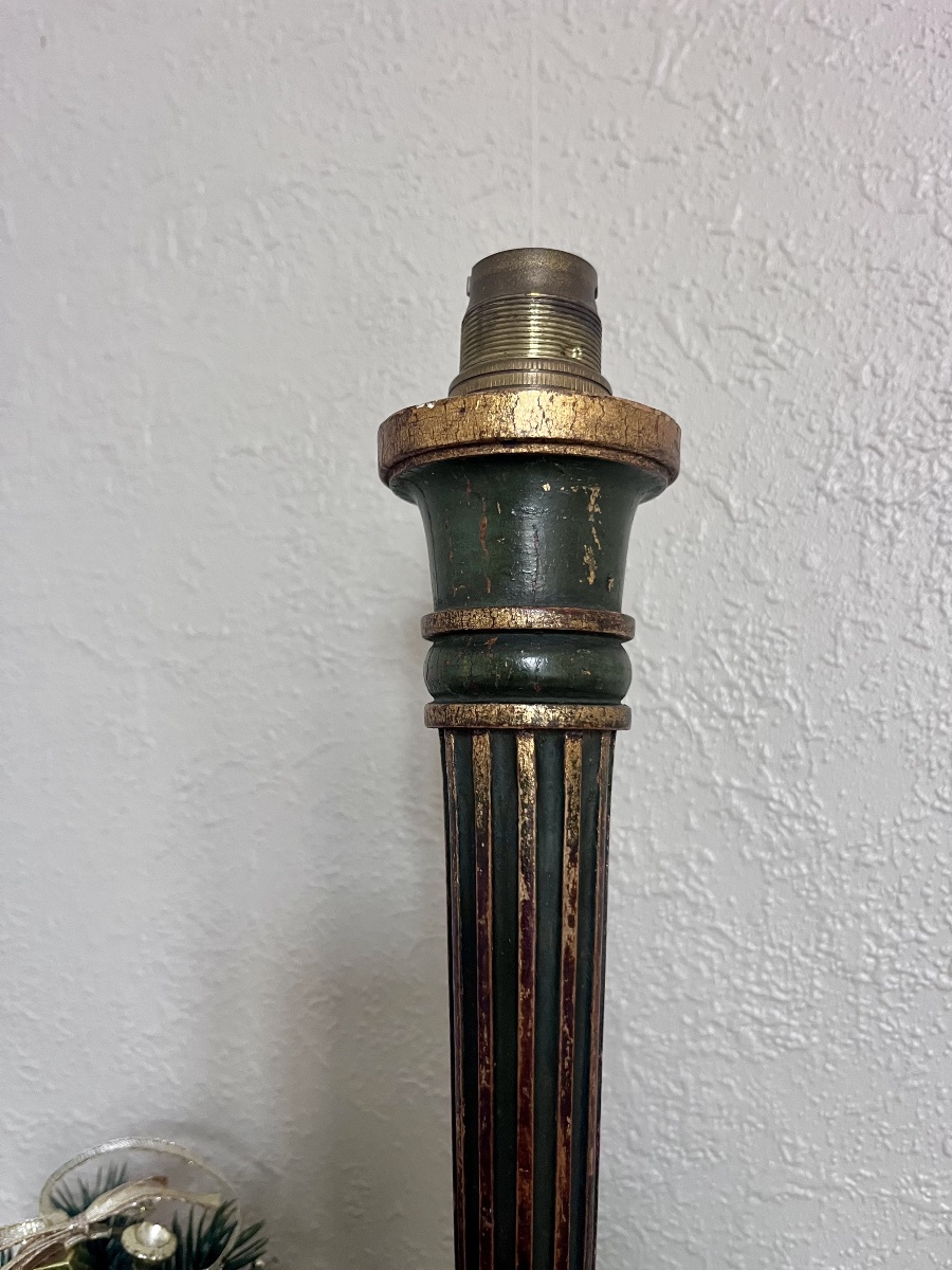Pied de lampe en bois laqué - XIXème siècle-photo-2