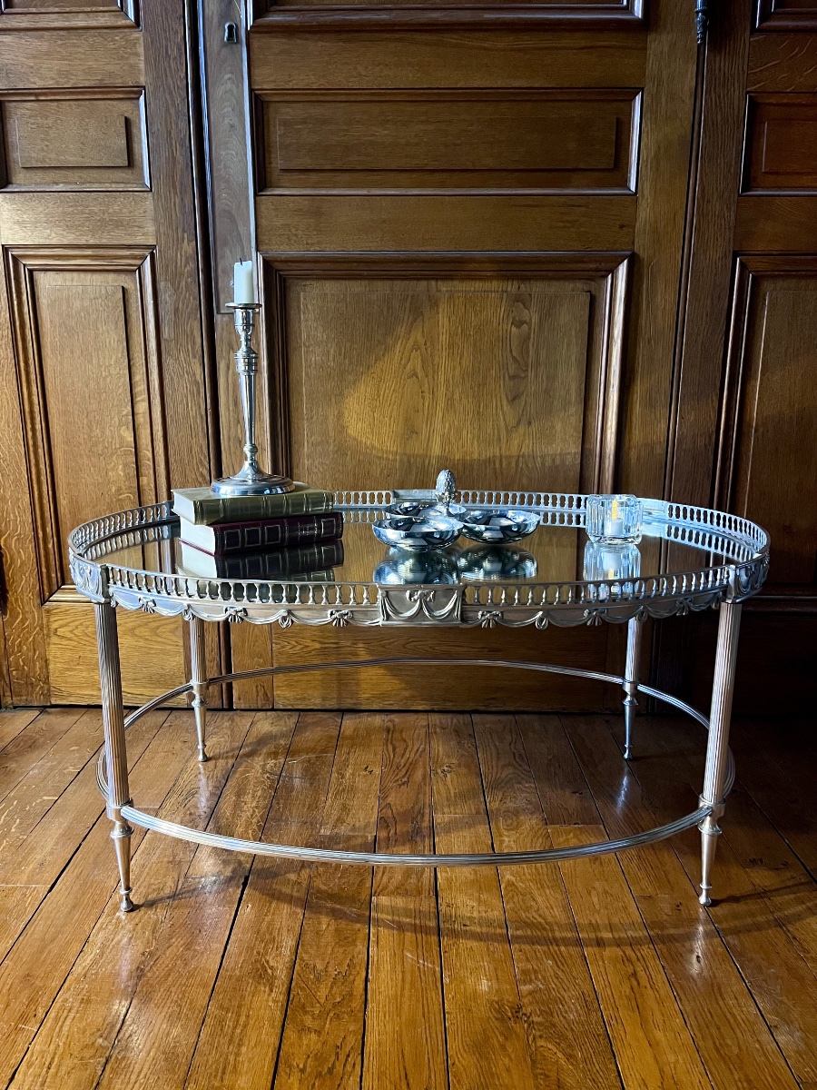 Oval Louis XVI-style Coffee Table - 19th Century -photo-2