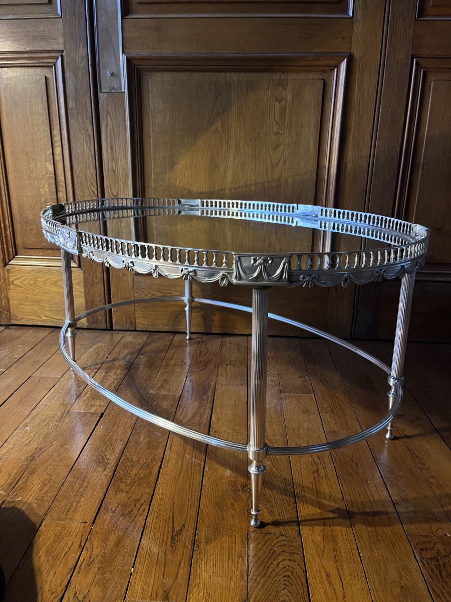 Oval Louis XVI-style Coffee Table - 19th Century -photo-4