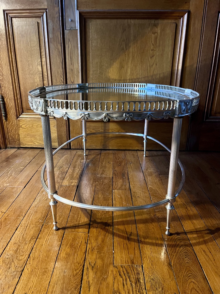 Oval Louis XVI-style Coffee Table - 19th Century -photo-1