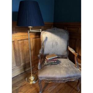 Gilded Brass Floor Lamp Or Reading Lamp - 20th Century