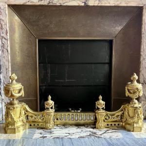 Paire De Chenets En Bronze Doré - XIXème siècle