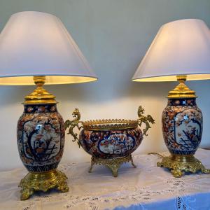 Pair Of Imari Lamps - 19th Century
