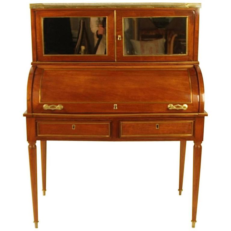 Louis XVI Mahogany Cylinder Bureau, 19th Century-photo-1