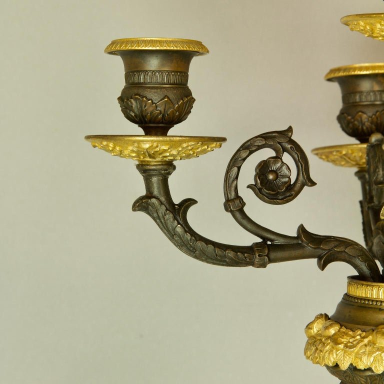 Pair Of Large Empire/charles X Ormolu And Patinated Bronze Victory Sculptures Candelabras-photo-6