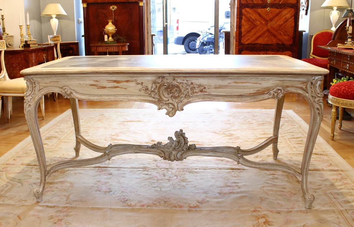 Table De Milieu De Style Louis XV En Bois Peint, XIXe Siécle-photo-4