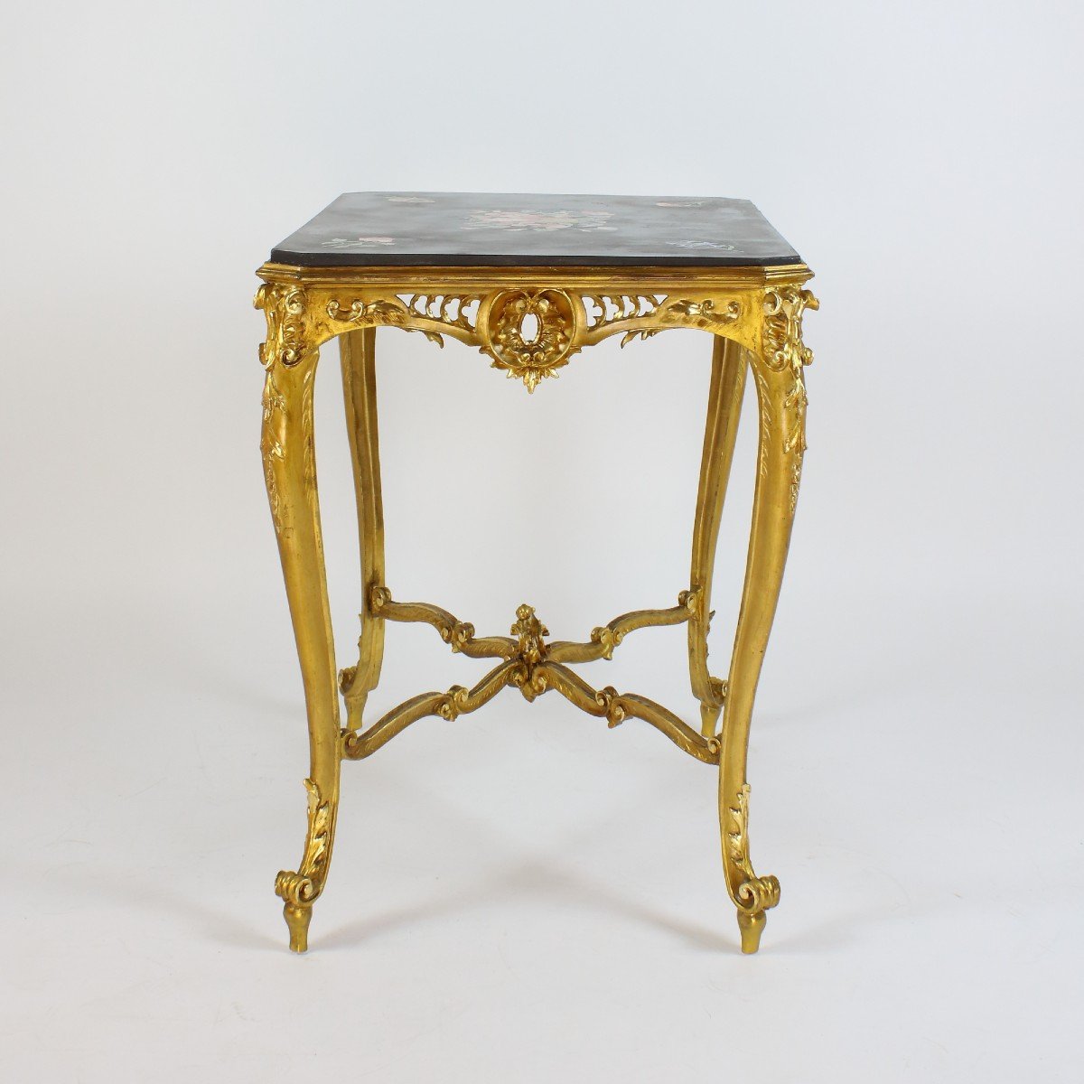 Petite Table De Milieu En Bois Sculpté Et Doré De Style Louis XV, époque Napoleon III-photo-2