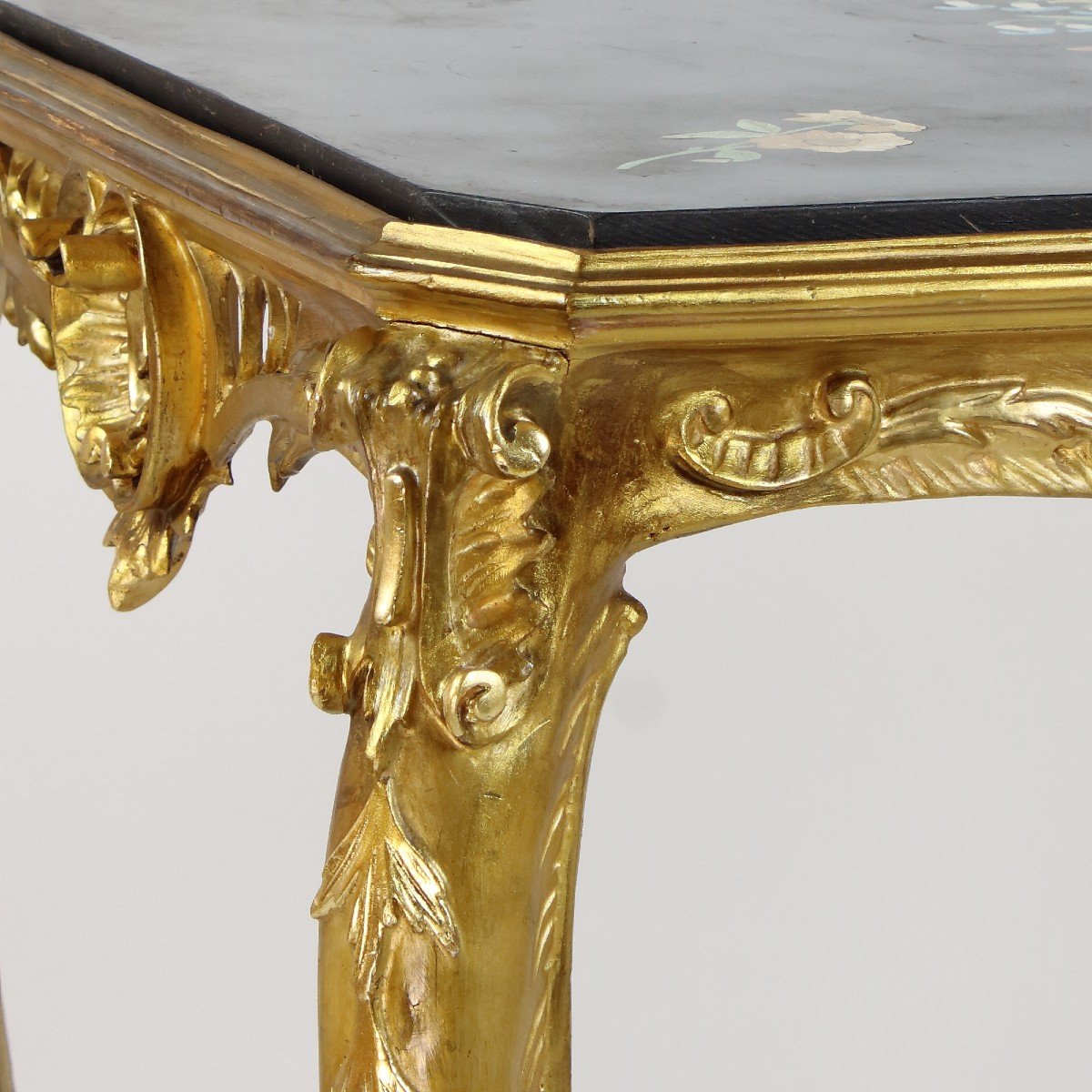 Napoleon III Louis XV Style Giltwood Scagliola Top Center Table Dessert Table-photo-3