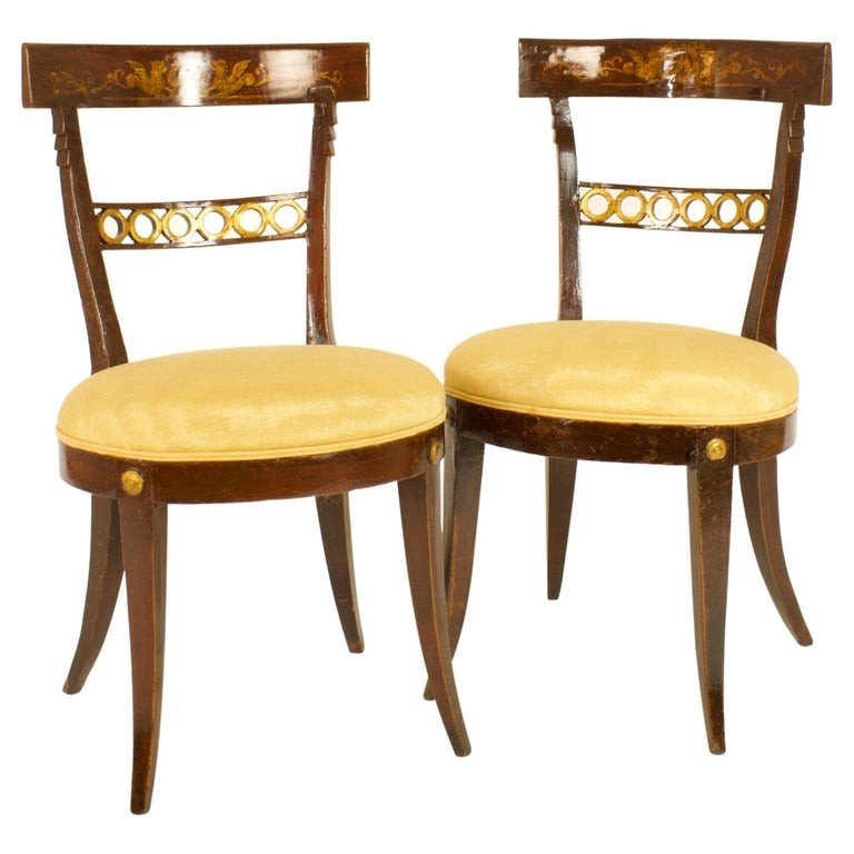 Pair Of Late 18th Century Italian Neoclassical Klismos Style Side Chairs-photo-2