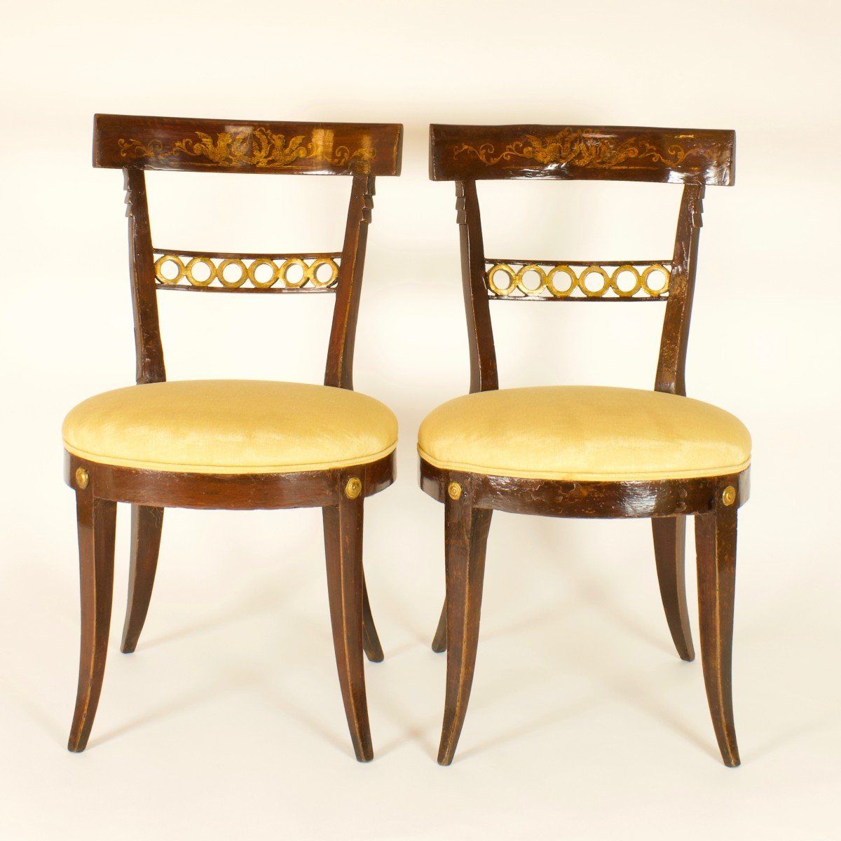 Pair Of Late 18th Century Italian Neoclassical Klismos Style Side Chairs-photo-3