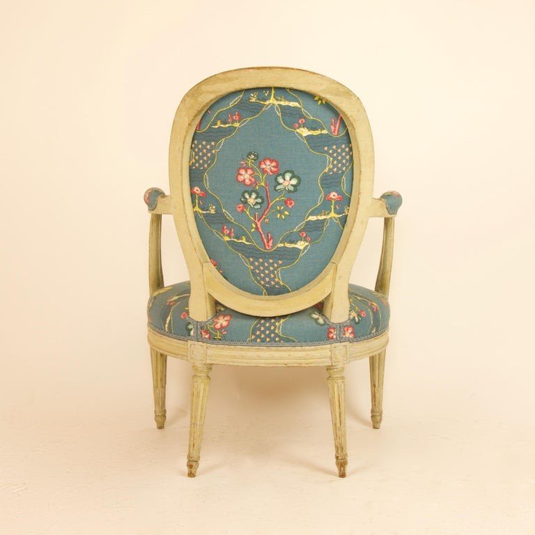 French 18th Century Louis XVI Painted Wood Armchair By George Jacob-photo-1