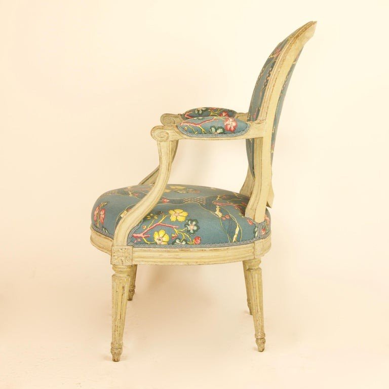 Fauteuil Louis XVI En Bois Peint Du XVIIIe Siècle Estampié George Jacob-photo-2