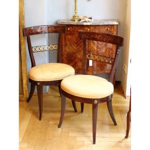 Pair Of Late 18th Century Italian Neoclassical Klismos Style Side Chairs