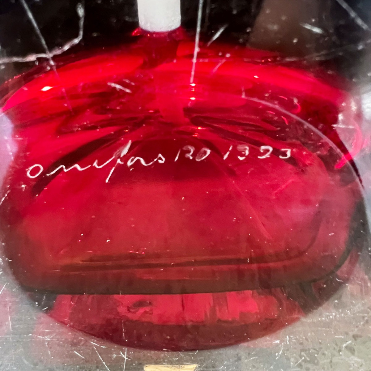 Paire de Lampes de Table en Verre Rouge vif Orrefors Suédois des Années 1960-photo-2