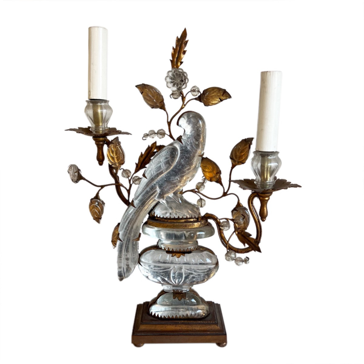 A Rare Pair Of Maison Bagùes Table Lamps With Parrots And Urns-photo-3