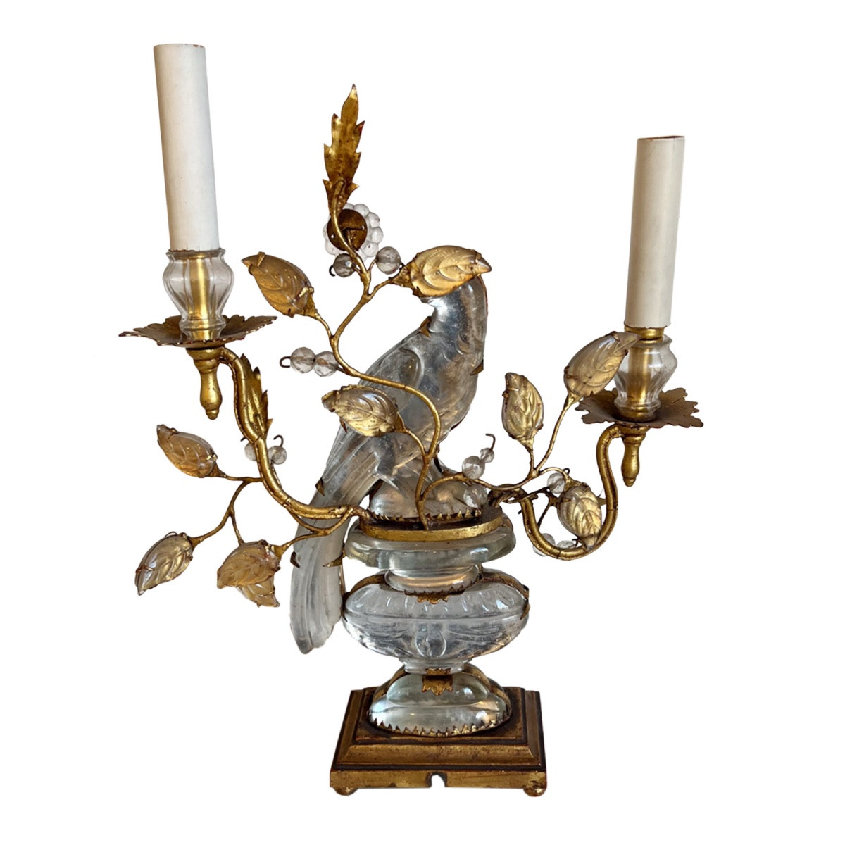 A Rare Pair Of Maison Bagùes Table Lamps With Parrots And Urns-photo-4