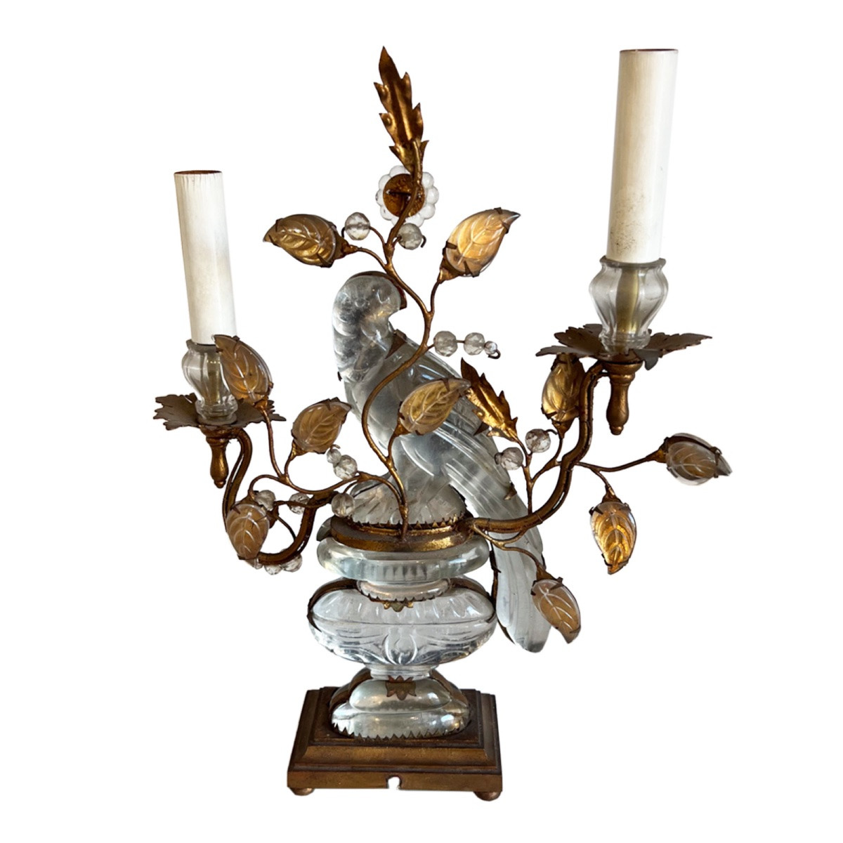 A Rare Pair Of Maison Bagùes Table Lamps With Parrots And Urns-photo-5