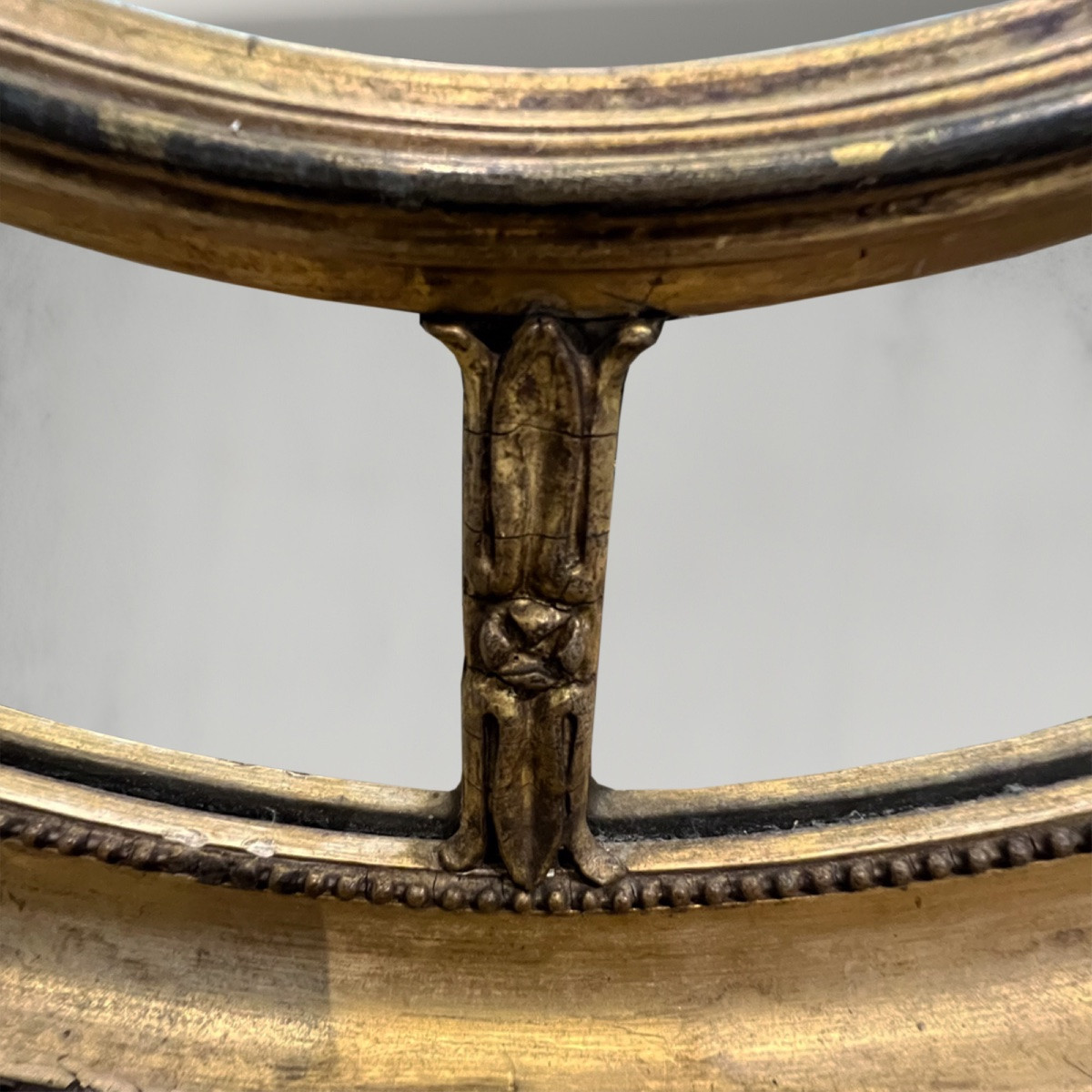 Large Oval Mirror With Giltwood Edges, French, Late 19th Century-photo-2