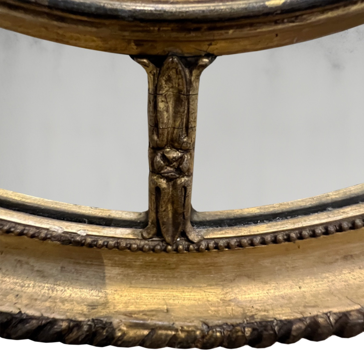 Large Oval Mirror With Giltwood Edges, French, Late 19th Century-photo-3