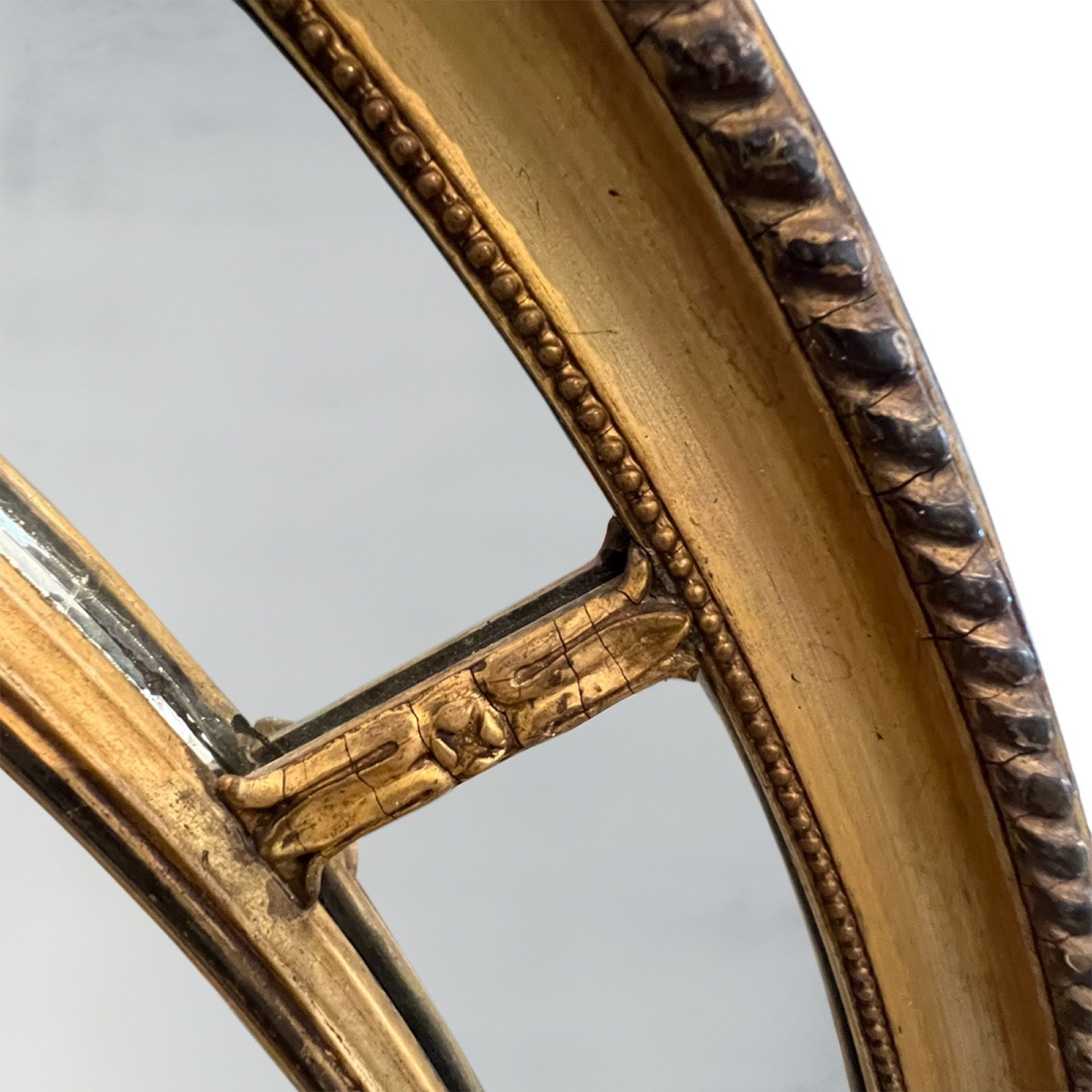 Large Oval Mirror With Giltwood Edges, French, Late 19th Century-photo-4