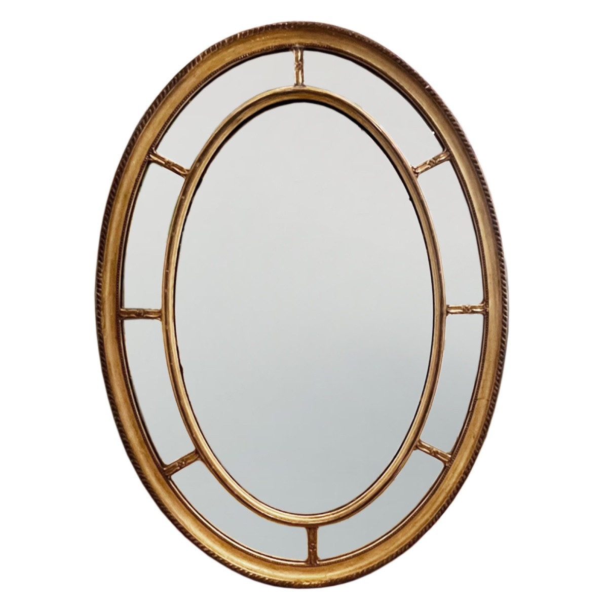 Large Oval Mirror With Giltwood Edges, French, Late 19th Century