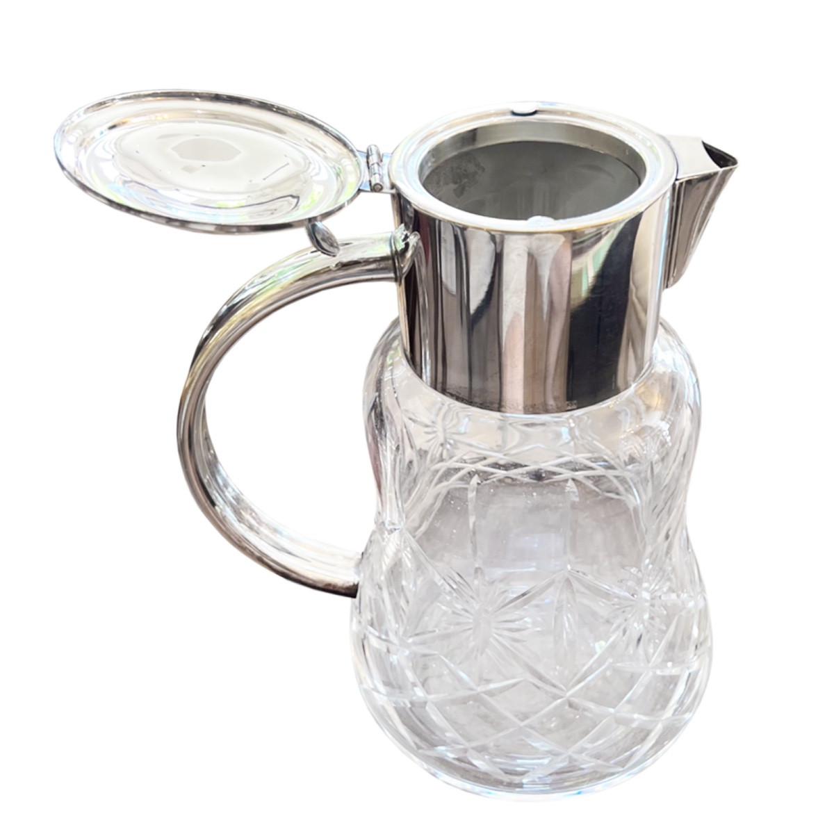 Crystal And Plated Lemonade Or Cocktail Pitcher, French 1920s-photo-4
