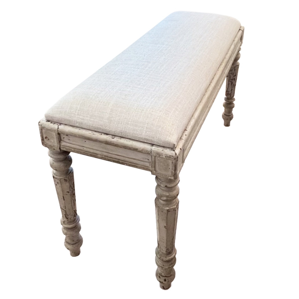  Banc français tapissé, lin crème, vers 1900-photo-3