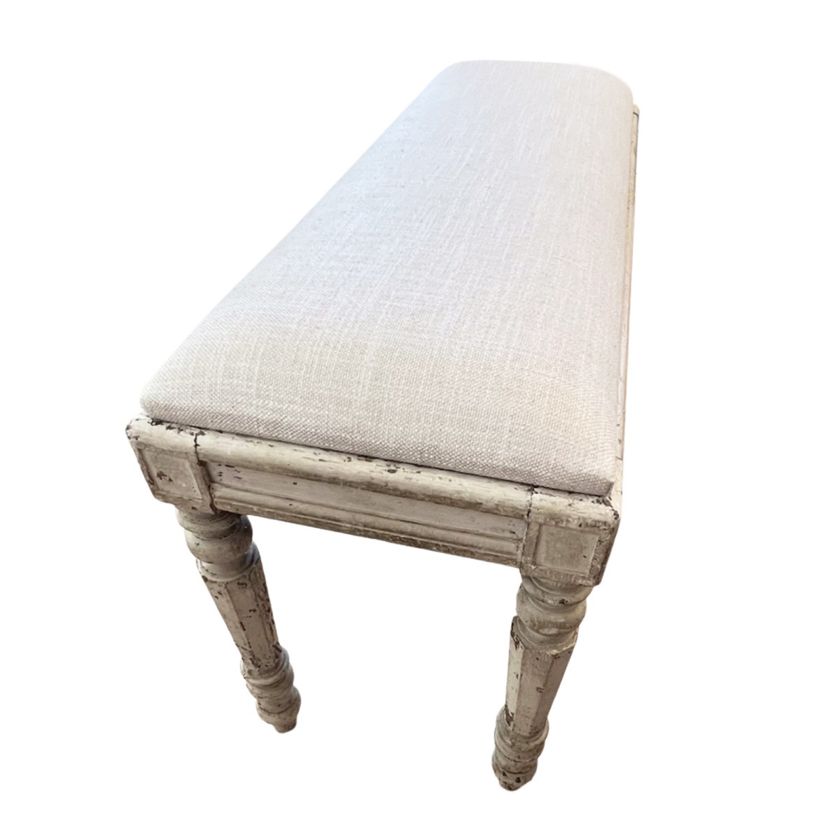  Banc français tapissé, lin crème, vers 1900-photo-4
