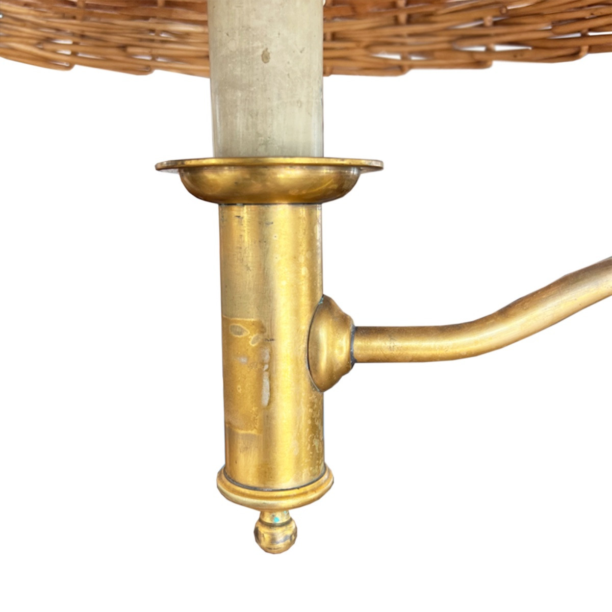 1950s Spanish Patinated Brass Floor Lamp With Candle Base-photo-4
