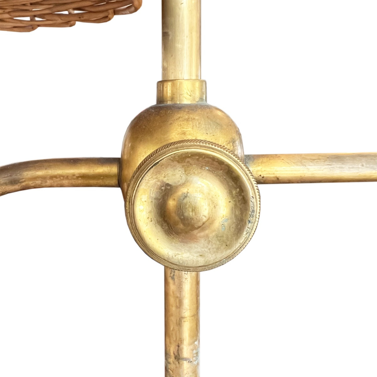 1950s Spanish Patinated Brass Floor Lamp With Candle Base-photo-3