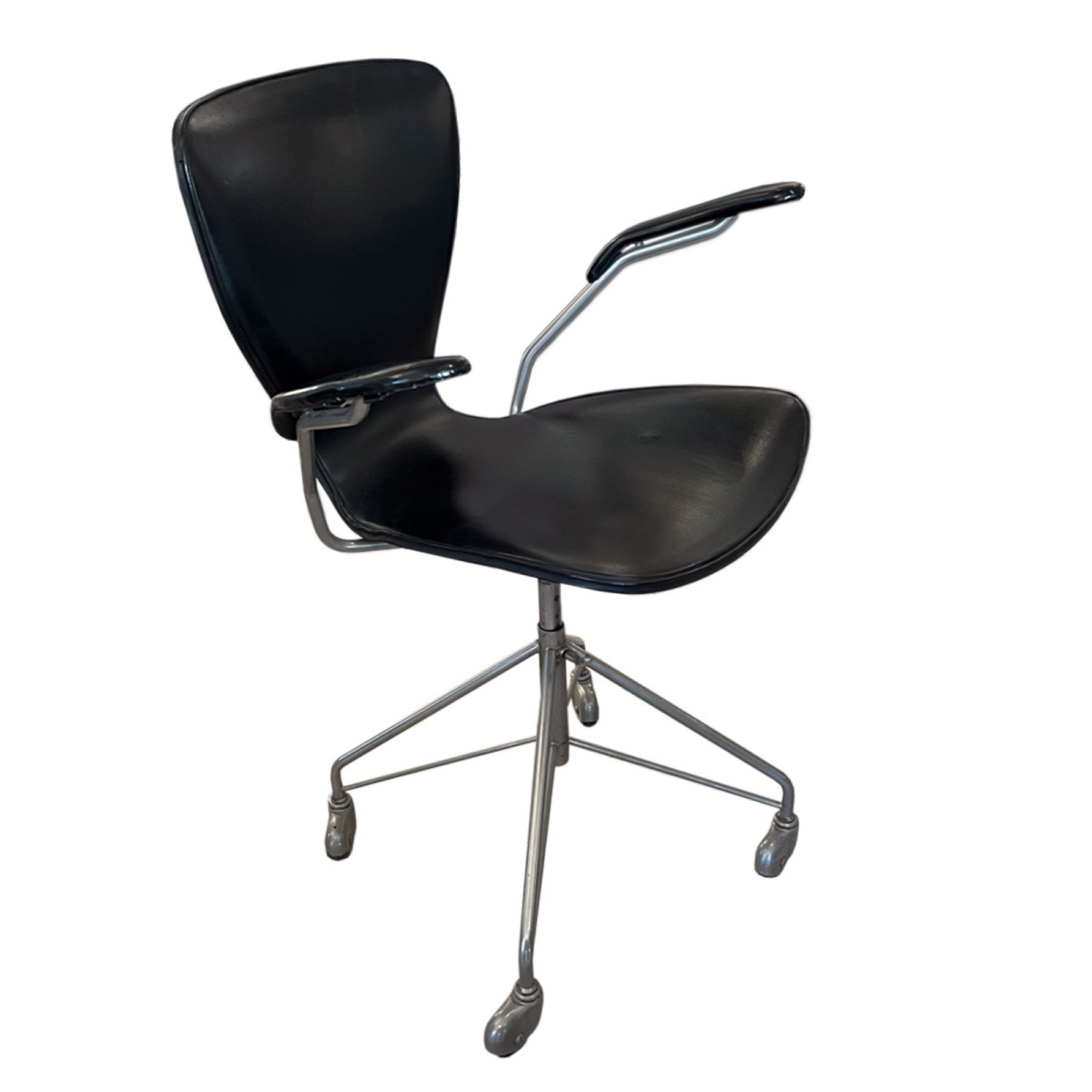 Chaise de bureau pivotante noire modèle 3217 de Jacobsen pour Fritz Hansen-photo-3