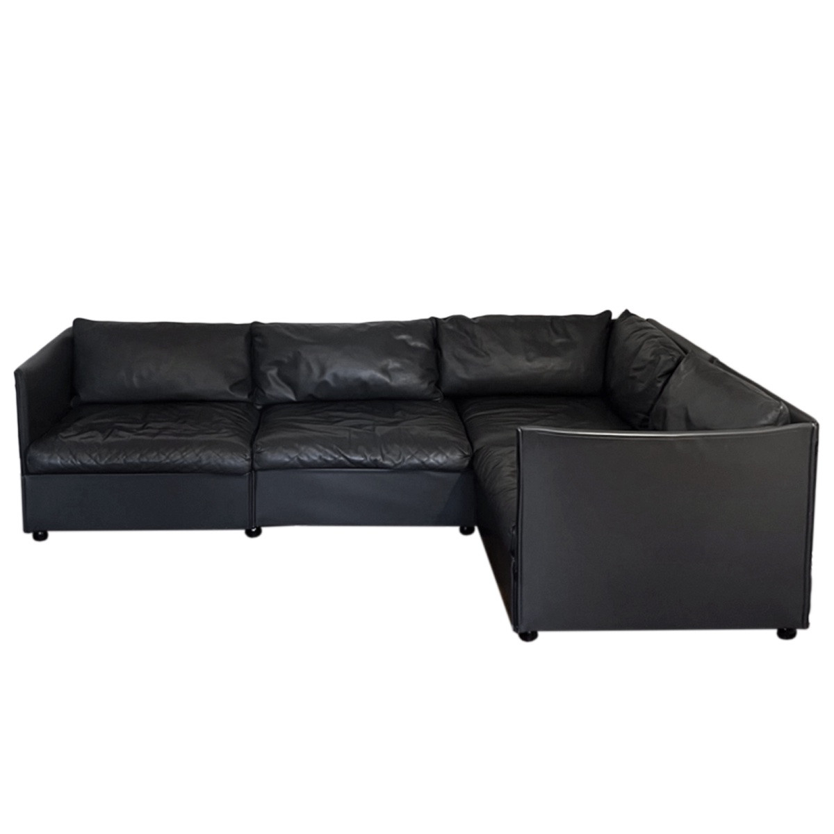 Mario Bellini pour Cassina, Canapé Landeau en cuir anthracite des années 1970-photo-2