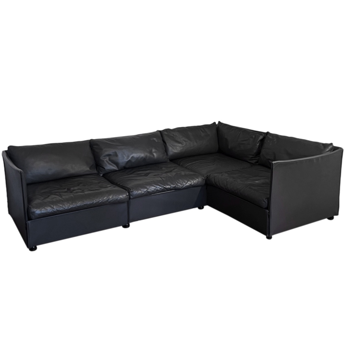 Mario Bellini pour Cassina, Canapé Landeau en cuir anthracite des années 1970-photo-3