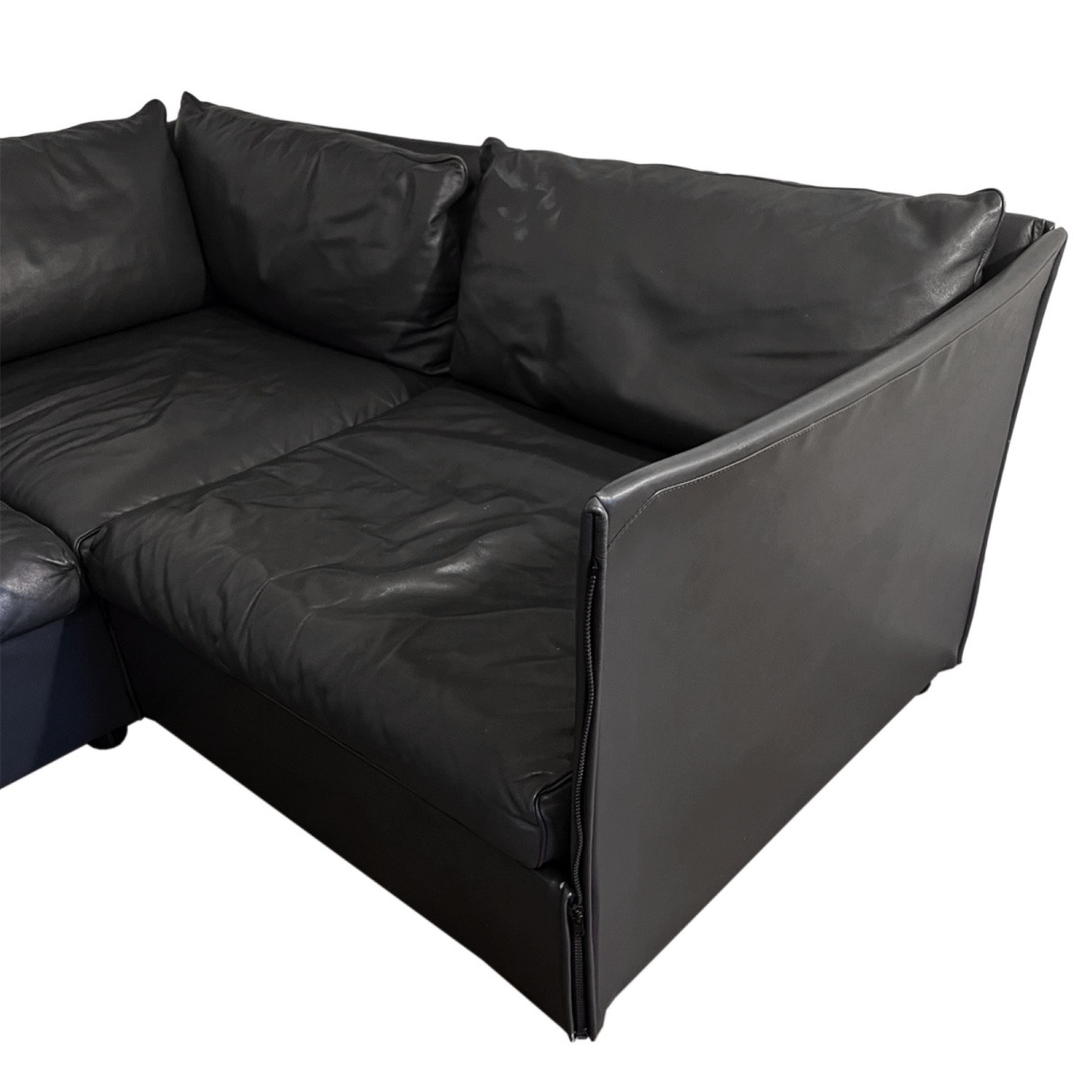 Mario Bellini pour Cassina, Canapé Landeau en cuir anthracite des années 1970-photo-4