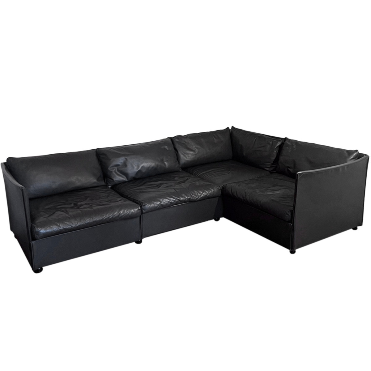 Mario Bellini pour Cassina, Canapé Landeau en cuir anthracite des années 1970