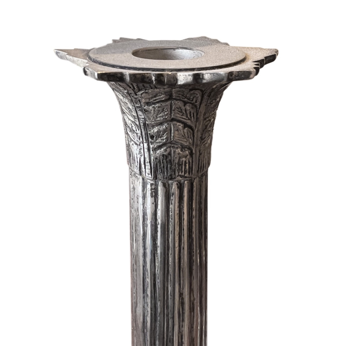 Pair Of Worn Silver Metal Candle Holders (3 Pairs Available)-photo-3