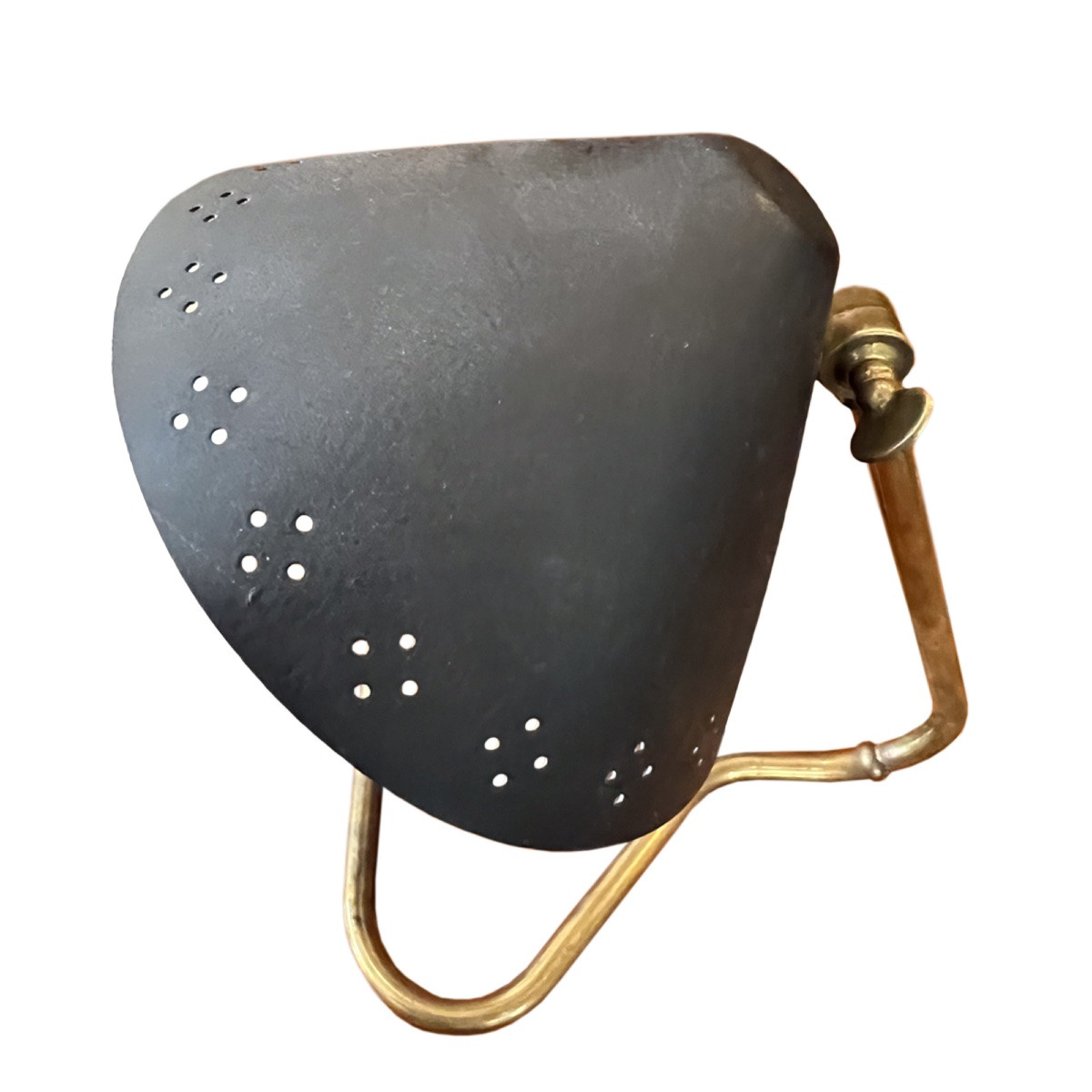Paire de lampes de table du milieu du siècle avec abat-jour noirs percés par Erik Wärnå-photo-3