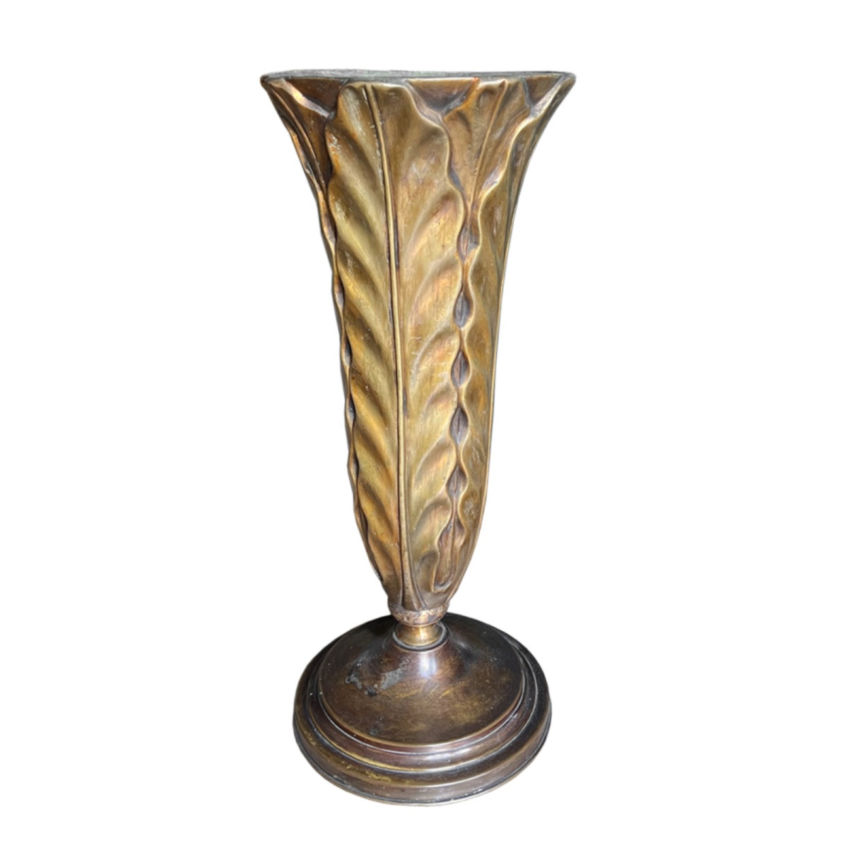 Pair Of Patinated Brass Floor Lamps, 1940s-photo-2
