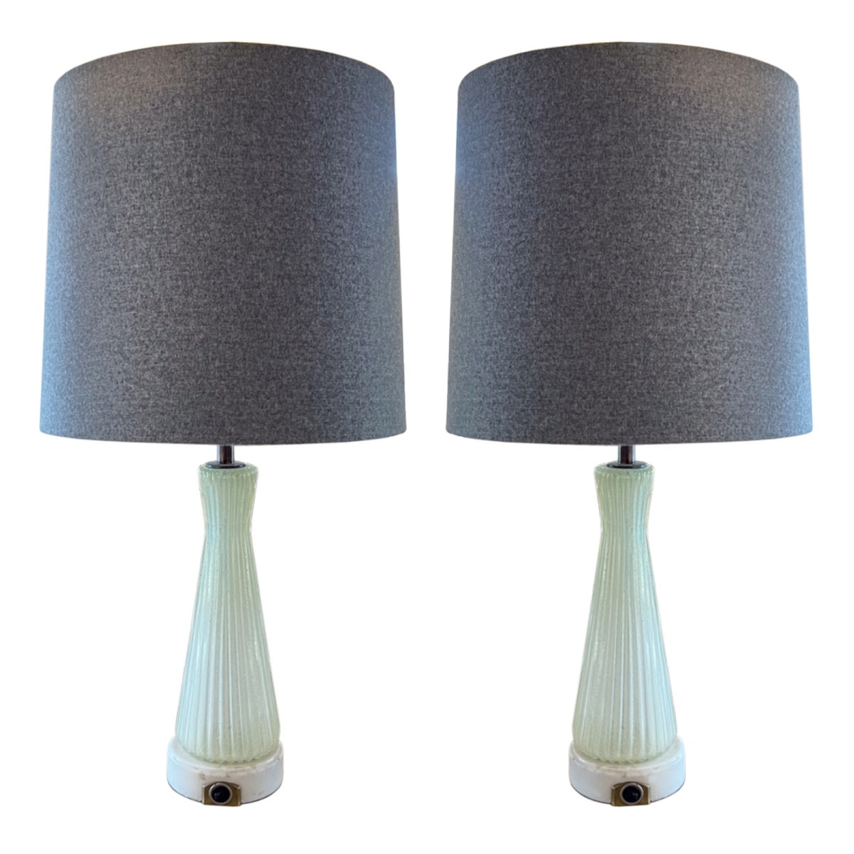 Large Pair Of Mid-century Murano Glass Table Lamps